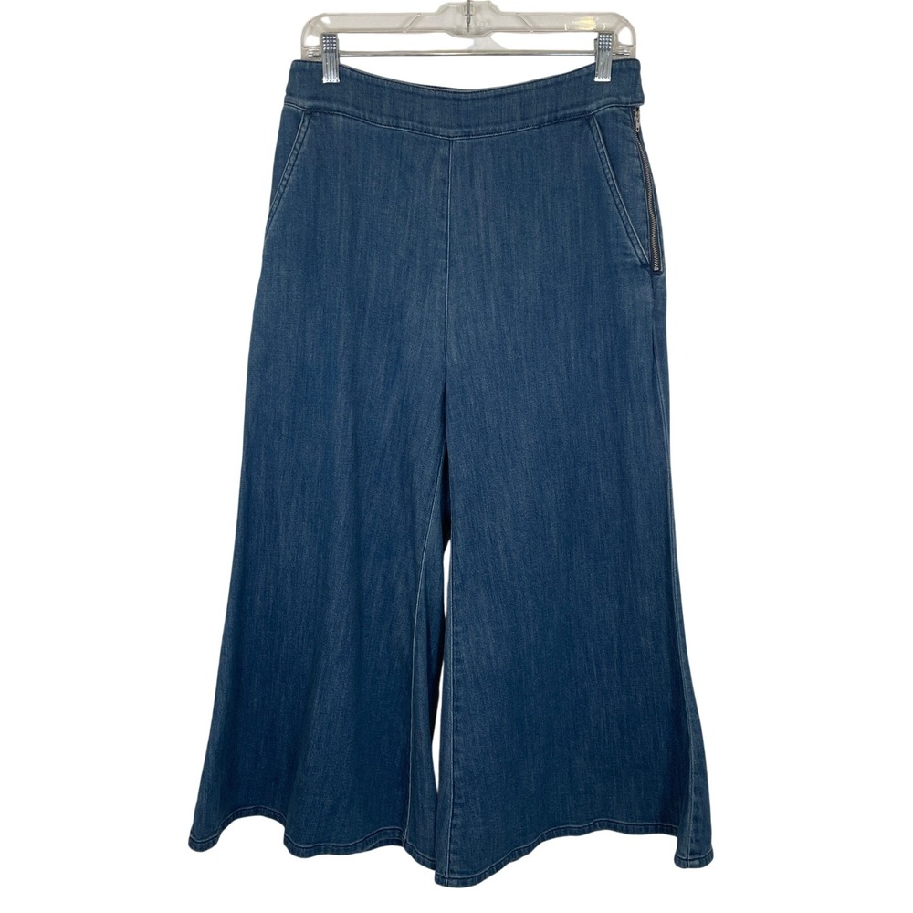 Pilcro Anthropologie Wide Leg Denim Culotte Jeans Blue Side‎ Zip Medium Wash 6P